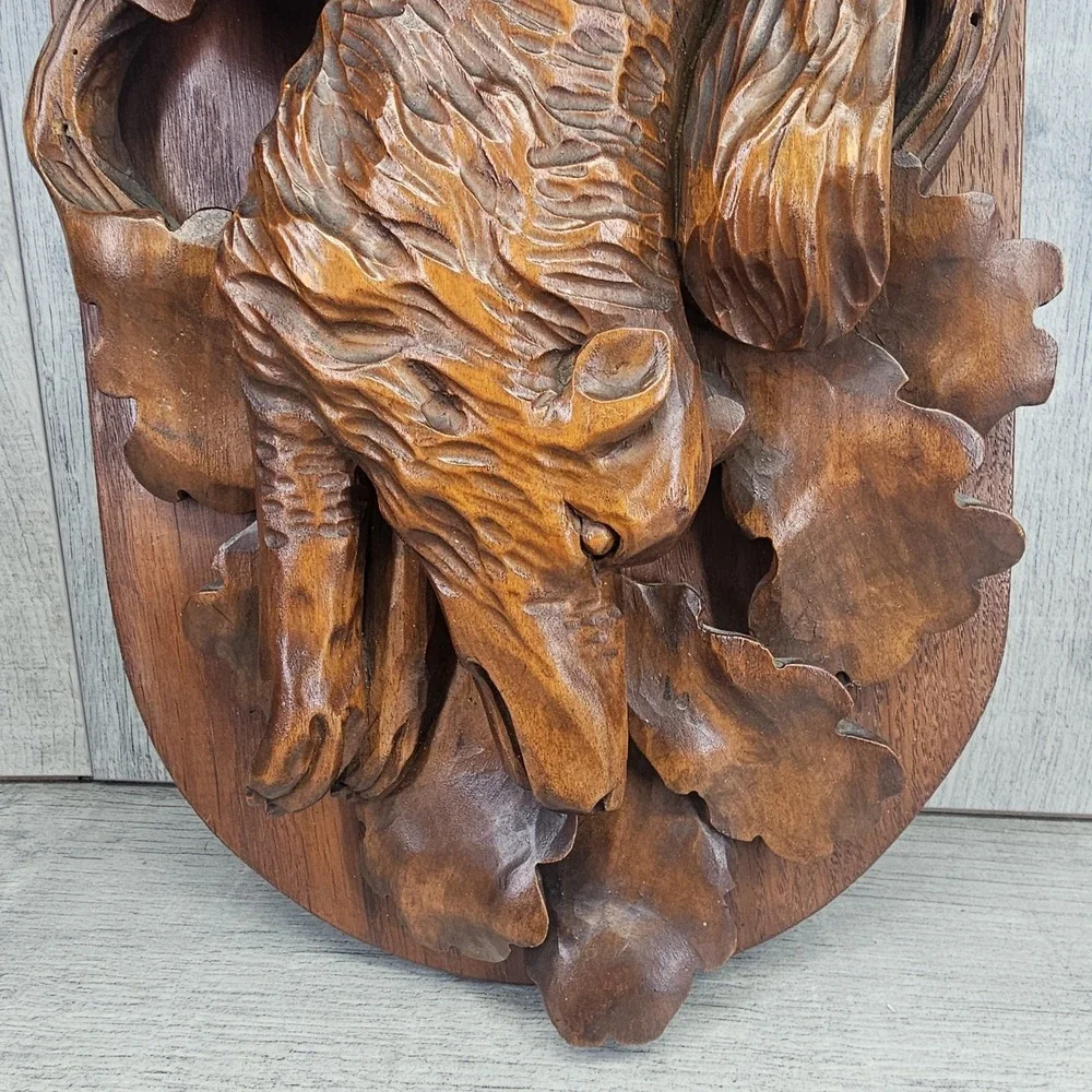 Wow Vtg Black Forest Wall Plaque Hunting Fox Trophy 21.5